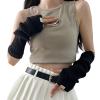 IRILA Arm Warmers Winter Y2k Cute Kpop Knit Soft Long Mitten Gloves Fingerless Arm Covers with Thumb Hole for Women (Black) view 1