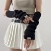 IRILA Arm Warmers Winter Y2k Cute Kpop Knit Soft Long Mitten Gloves Fingerless Arm Covers with Thumb Hole for Women (Black) view 2