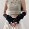 IRILA Arm Warmers Winter Y2k Cute Kpop Knit Soft Long Mitten Gloves Fingerless Arm Covers with Thumb Hole for Women (Black) view 3