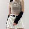 IRILA Arm Warmers Winter Y2k Cute Kpop Knit Soft Long Mitten Gloves Fingerless Arm Covers with Thumb Hole for Women (Black) view 4