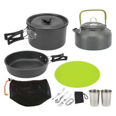 NDNCZDHC Camping Cooking Set Stainless Steel Camping Cookware Portable Camp Cooking Set with Cutlery Storage Bag for Outdoor Picnic(Black)