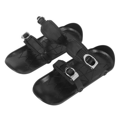 XHTLLO Short Ski Skates, Adjustable Binding Short Snow Skates, Portable Easy Control Skating Skis Snowblades Skiboards, for Outdoor Skiing Black 1 Size