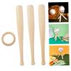 OnIUeZky Baseball Stand Baseball Holder Baseball Bracket Wooden Softball Display Holder with Mini Baseball Bat Racks Ring view 2