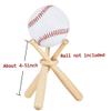 OnIUeZky Baseball Stand Baseball Holder Baseball Bracket Wooden Softball Display Holder with Mini Baseball Bat Racks Ring view 3