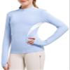 FitsT4 Sports Girls Long Sleeves Shirts Thumbhole English Horse Riding Shirt UPF50 Quick Dry Kids Equestrain Half Zip Jacket Blue X-Large
