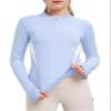 FitsT4 Sports Girls Long Sleeves Shirts Thumbhole English Horse Riding Shirt UPF50 Quick Dry Kids Equestrain Half Zip Jacket Blue X-Large view 2