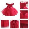 ABEWIP Girls Tutu Dress Pearls Decor Baby Girls' Special Occasion Dresses Flutter Sleeve Princess Ball Gowns Red 70(6-12 Months) view 4