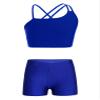 Freebily Kids Girls' 2 Pieces Dance Outfit Sport Crop Top Bra with Shorts Set Sports Workout Gymnastics Outfits Royal Blue 6 Years view 1