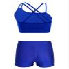 Freebily Kids Girls' 2 Pieces Dance Outfit Sport Crop Top Bra with Shorts Set Sports Workout Gymnastics Outfits Royal Blue 6 Years view 2