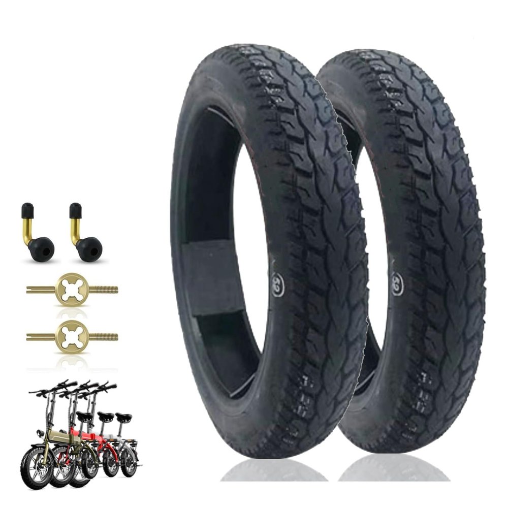 NiuJKun 2 Sets 14 inch ebike Tire | 14x2.125 14x2.125 Tire for Electric Bicycle 14 X 2.125 Electric Bike Tire Tubeless with Angled Valve Stem 14 2.125 Tires with Excellent Puncture Resistance, 45PSI