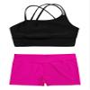 Freebily Kids Girls' 2 Pieces Dance Outfit Sport Crop Top Bra with Shorts Set Sports Workout Gymnastics Outfits Black&Rose 6 Years view 3
