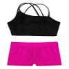 Freebily Kids Girls' 2 Pieces Dance Outfit Sport Crop Top Bra with Shorts Set Sports Workout Gymnastics Outfits Black&Rose 6 Years view 4