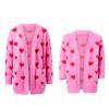 Awoscut Mother and Daughter Matching Clothes Sweater Cardigan Top Long Sleeve Heart Sweater Jumpers Mommy and Me Blouse (Women, Pink, M) view 1