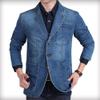 SWJGLITTR Mens Two Button Denim Suit Jacket Slim Fit Autumn Blazer Sport Coat Lapel Vintage Jean Suits Jackets (Medium,Blue) view 3