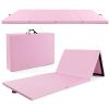 Goplus Folding Gymnastics Mat, 10 x 4 x 2 Thick Tumbling Mats with PU Leather, Hook & Loop Fasteners, Portable Handles, 4-Panel Exercise Mat for Home Gym Workouts, Yoga (Pink) view 1