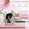 Goplus Folding Gymnastics Mat, 10 x 4 x 2 Thick Tumbling Mats with PU Leather, Hook & Loop Fasteners, Portable Handles, 4-Panel Exercise Mat for Home Gym Workouts, Yoga (Pink) view 2