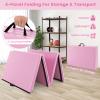 Goplus Folding Gymnastics Mat, 10 x 4 x 2 Thick Tumbling Mats with PU Leather, Hook & Loop Fasteners, Portable Handles, 4-Panel Exercise Mat for Home Gym Workouts, Yoga (Pink) view 4