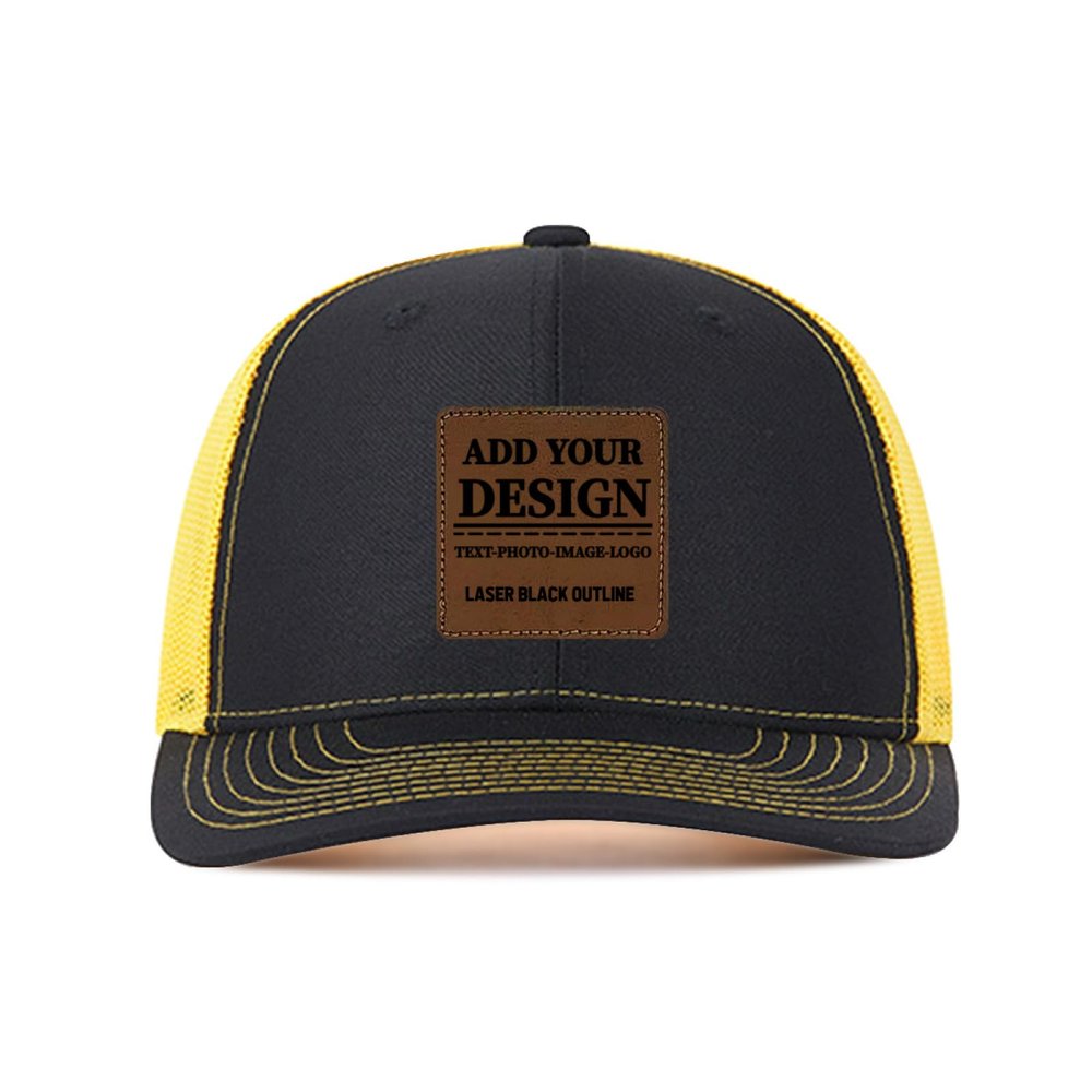 Custom Leather Patch Trucker Hat for Men & Women - Personalized Text & Photo Baseball Cap Laser Engraved.24