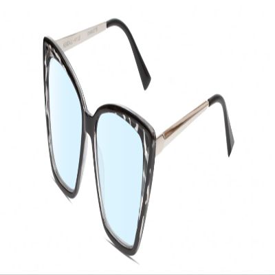 Calabria K+K CHARLOTTE Cat Eye Blue Light Glasses +4.00 Marble Black Clear Crystal Silver Women Chic Trendy Readers Eyeglass