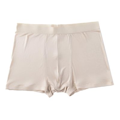 100% Mulberry Silk Men's Boxer Briefs Underwear Panties Mid Waist Shorts Thin Soft Breathable Daily Underpants (Color : Skin, Size : L/Large)