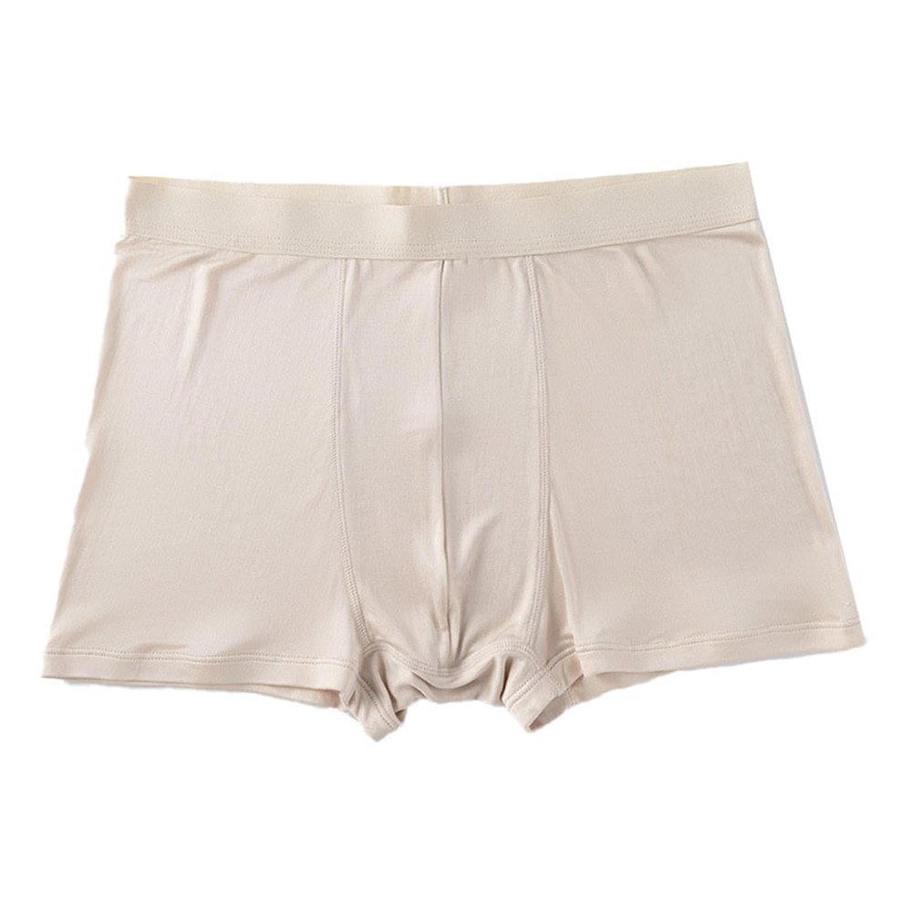 100% Mulberry Silk Men's Boxer Briefs Underwear Panties Mid Waist Shorts Thin Soft Breathable Daily Underpants (Color : Skin, Size : L/Large)