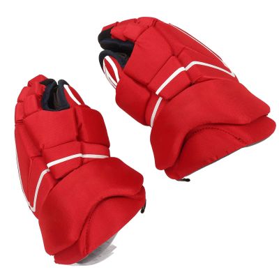 Fabater Red Ice Hockey Gloves, 1 Pair Curved Thumbs Excellent Grip Senior Ice Hockey Gloves for Sports (9 Inch)