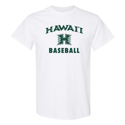 AS1095 - Hawaii Rainbow Warriors Arch Logo Baseball T Shirt - 3X-Large - White