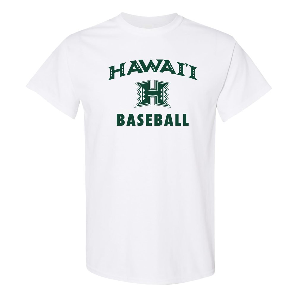 AS1095 - Hawaii Rainbow Warriors Arch Logo Baseball T Shirt - 3X-Large - White
