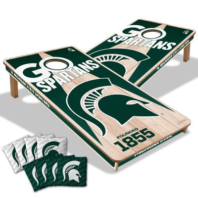 YouTheFan NCAA Michigan State Spartans 2 x 4 Professional Wood Cornhole Game with Logo Bags