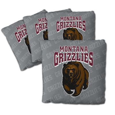 YouTheFan Officially-Licensed NCAA Montana Grizzlies Set of 4 Cornhole Bags - All Weather Regulation 6 x 6 Size - 16oz Weight - Designed in USA