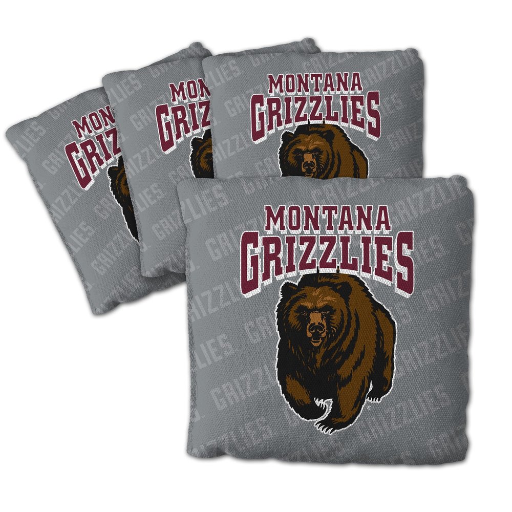 YouTheFan Officially-Licensed NCAA Montana Grizzlies Set of 4 Cornhole Bags - All Weather Regulation 6 x 6 Size - 16oz Weight - Designed in USA