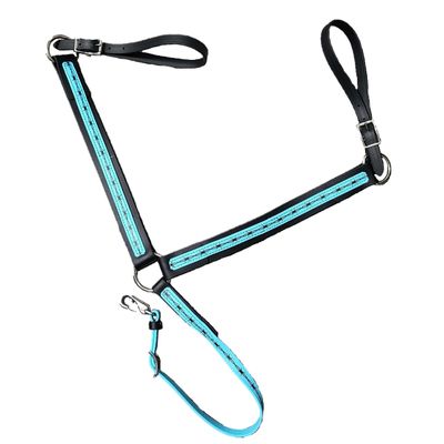 Hill Leather Company New Black Color Bio-Thane Breast Collar w/Baby Blue Overlay & Black Barbwire