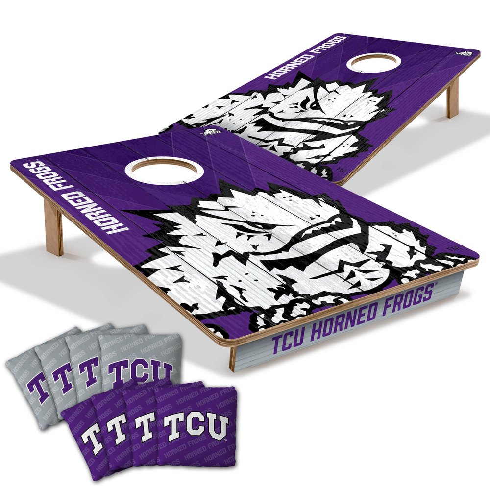 YouTheFan NCAA TCU Horned Frogs 2 x 3 Wood Cornhole Game with Logo Bags