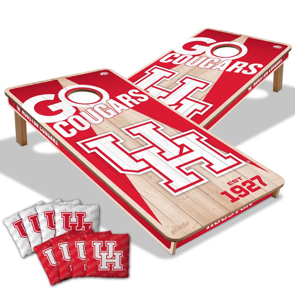 YouTheFan NCAA Houston Cougars 2 x 4 Professional Wood Cornhole Game with Logo Bags