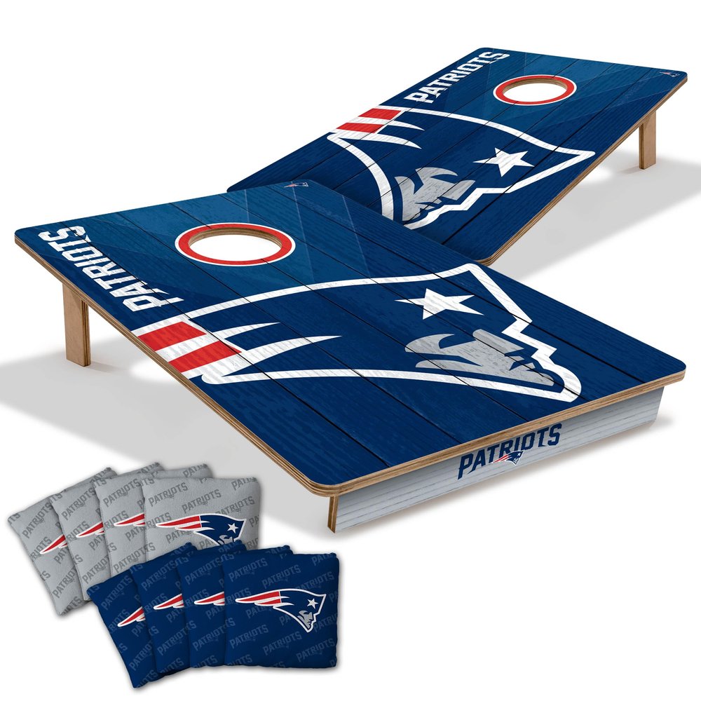 YouTheFan NFL New England Patriots 2 x 3 Wood Cornhole Game with Logo Bags