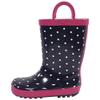 Hudson Baby Unisex Rain Boots, Navy Dots Pink, 6 Toddler view 1