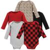 Hudson Baby Unisex Baby Thermal Long Sleeve Bodysuits, Buffalo Plaid Leopard, 0-3 Months