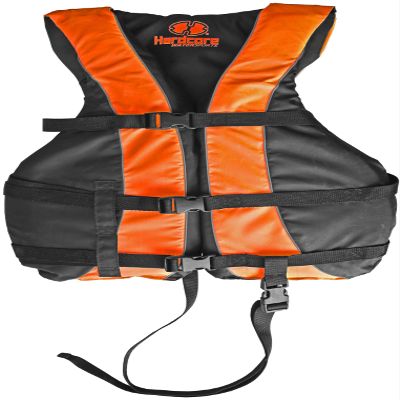 Hardcore Life Jacket Paddle Vest; Coast Guard Approved Type III PFD Life Vest Flotation Device; Jet ski, Wakeboard, Kayak; Ideal Extra Life Jacket for Your Pontoon Boat w/Leg Strap Orange