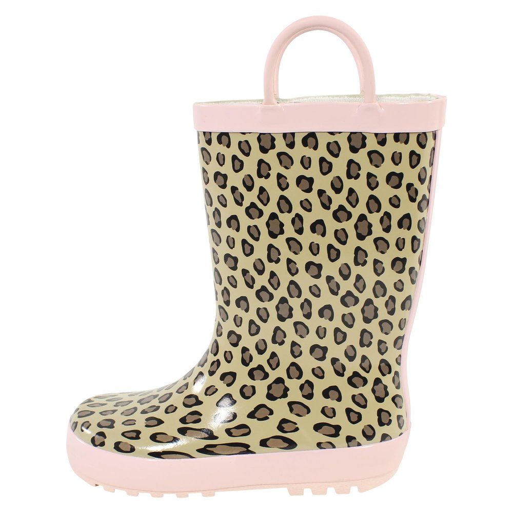 Hudson Baby Unisex Rain Boots, Leopard Pink, 11 Toddler