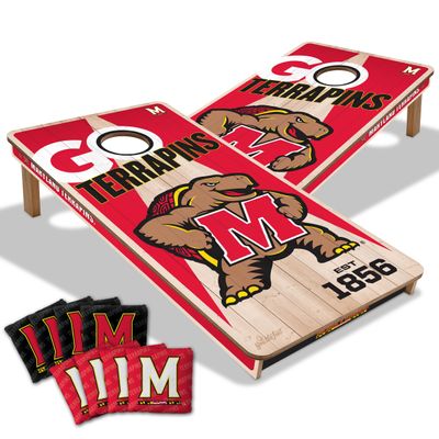 YouTheFan NCAA Maryland Terrapins 2 x 4 Professional Wood Cornhole Game with Logo Bags