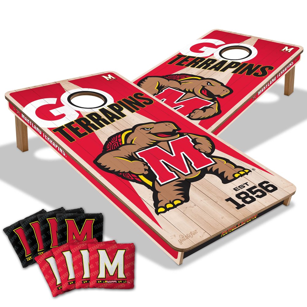 YouTheFan NCAA Maryland Terrapins 2 x 4 Professional Wood Cornhole Game with Logo Bags