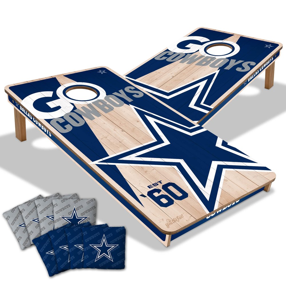 YouTheFan NFL Dallas Cowboys 2 x 4 Professional Wood Cornhole Game with Logo Bags