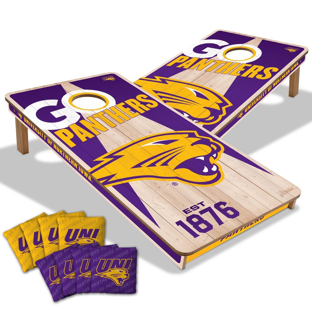 YouTheFan NCAA Northern Iowa Panthers 2 x 4 Professional Wood Cornhole Game with Logo Bags