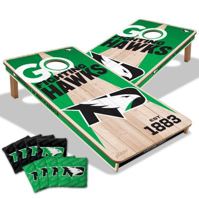YouTheFan NCAA North Dakota Fighting Hawks 2 x 4 Professional Wood Cornhole Game with Logo Bags