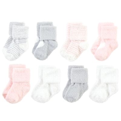 Hudson Baby Unisex Baby Cotton Rich Newborn and Terry Socks, Pink Heart, 12-24 Months