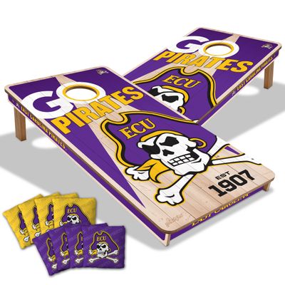 YouTheFan NCAA East Carolina Pirates 2 x 4 Professional Wood Cornhole Game with Logo Bags