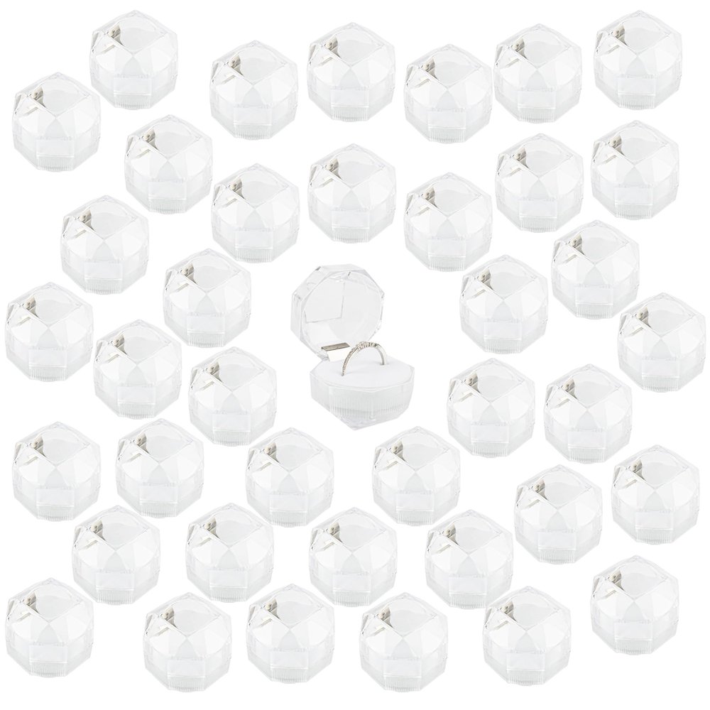 Framendino, 40 Pack Plastic Ring Boxes Jewelry Storage with Foam for Rings Earrings