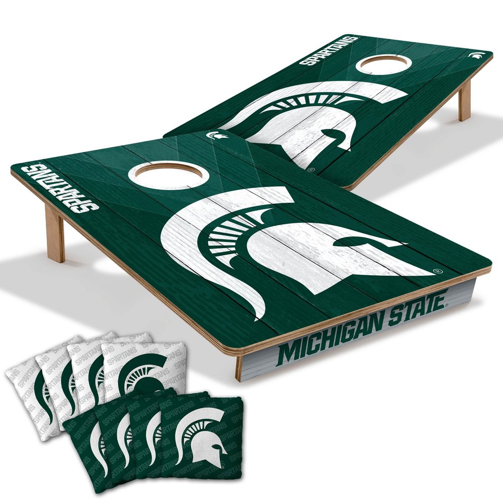 YouTheFan NCAA Michigan State Spartans 2 x 3 Wood Cornhole Game with Logo Bags
