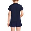 Lands' End Girls Chlorine Resistant Short Sleeve Crewneck Rash Guard Deep Sea Navy Fun Shells Kids X-Small view 2