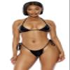 Forplay Standard Quintana Roo Triangle Bikini Set - Two Piece Swimsuit - Bathing Suit Set with Triangle Top & Tie-Side Bottom Black view 1